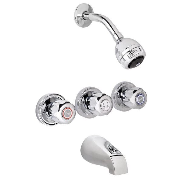 KEENEY Belanger 3-Handle 2-Spray Tub Shower Faucet Polished Chrome