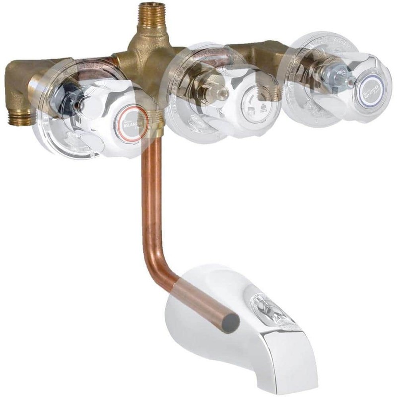 KEENEY Belanger 3-Handle 2-Spray Tub Shower Faucet Polished Chrome - Image 2