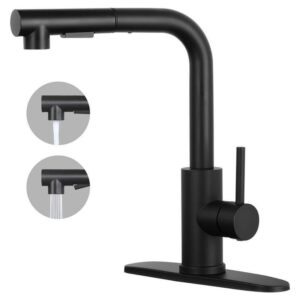AKLFGN Kitchen Faucet Pull Out Sprayer Matte Black with Deckplate