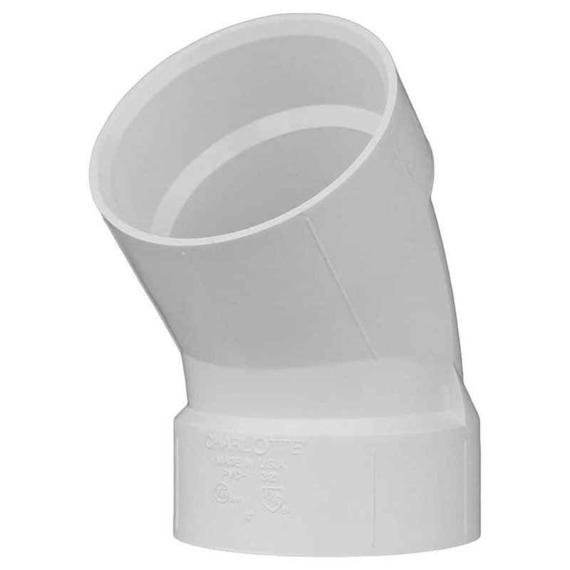 Charlotte Pipe 6 in. PVC DWV 45-Degree Hub x Hub Elbow