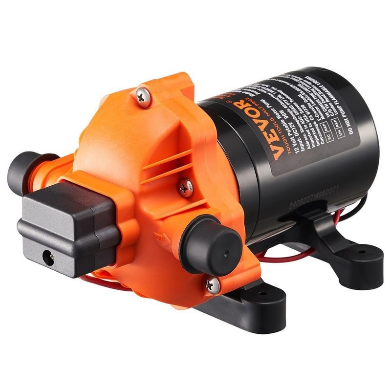 VEVOR 12V Diaphragm Pump 3 GPM 3-Chamber 50 PSI 1/2" MNPT RV Yacht Food Truck