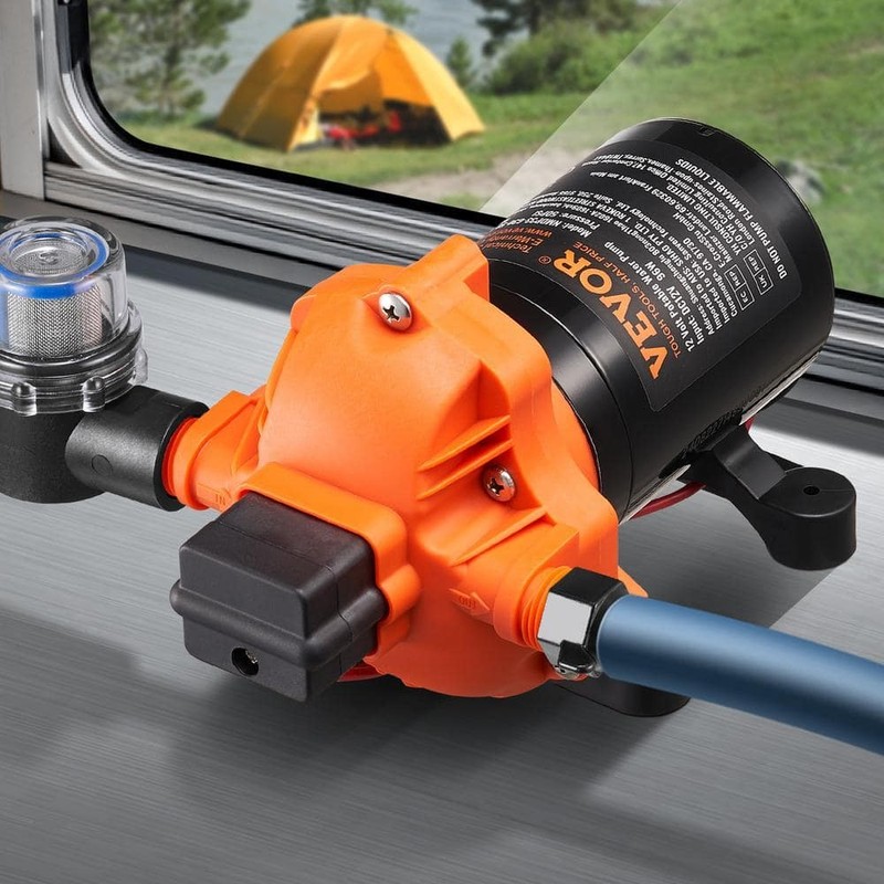 VEVOR 12V Diaphragm Pump 3 GPM 3-Chamber 50 PSI 1/2" MNPT RV Yacht Food Truck - Image 8