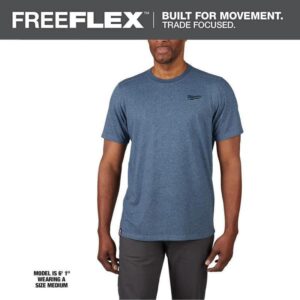 Milwaukee Men's Medium Blue Cotton/Polyester Short-Sleeve Hybrid Work T-Shirt