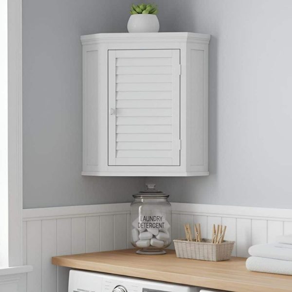 Teamson Home Glancy 22.5" W x 24" H White Removable Corner Wall Cabinet