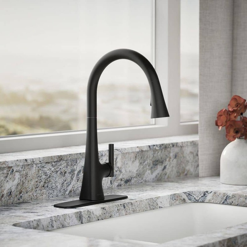 KOHLER Conti Single Handle Pull Down Sprayer Kitchen Faucet in Matte Black - Image 2