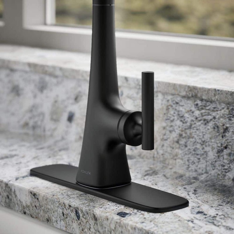 KOHLER Conti Single Handle Pull Down Sprayer Kitchen Faucet in Matte Black - Image 6