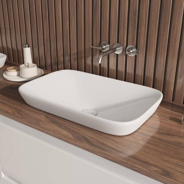 Eridanus Salerno 21" W x 13" D Semi-Recessed Bathroom Sink White Vitreous China