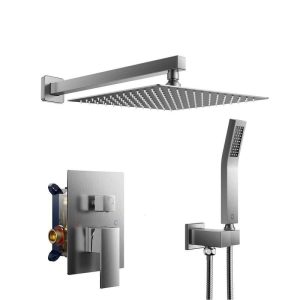 FORIOUS 10" 2-Jet High Pressure Shower System Handheld Brushed Nickel