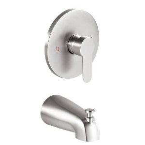 AKLFGN Single-Handle Wall Mount Bath Spout Tub Faucet Brushed Nickel