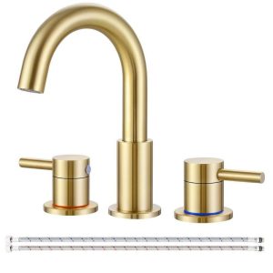 AKLFGN 8 in. Widespread Double Handle Bathroom Faucet Brushed Gold