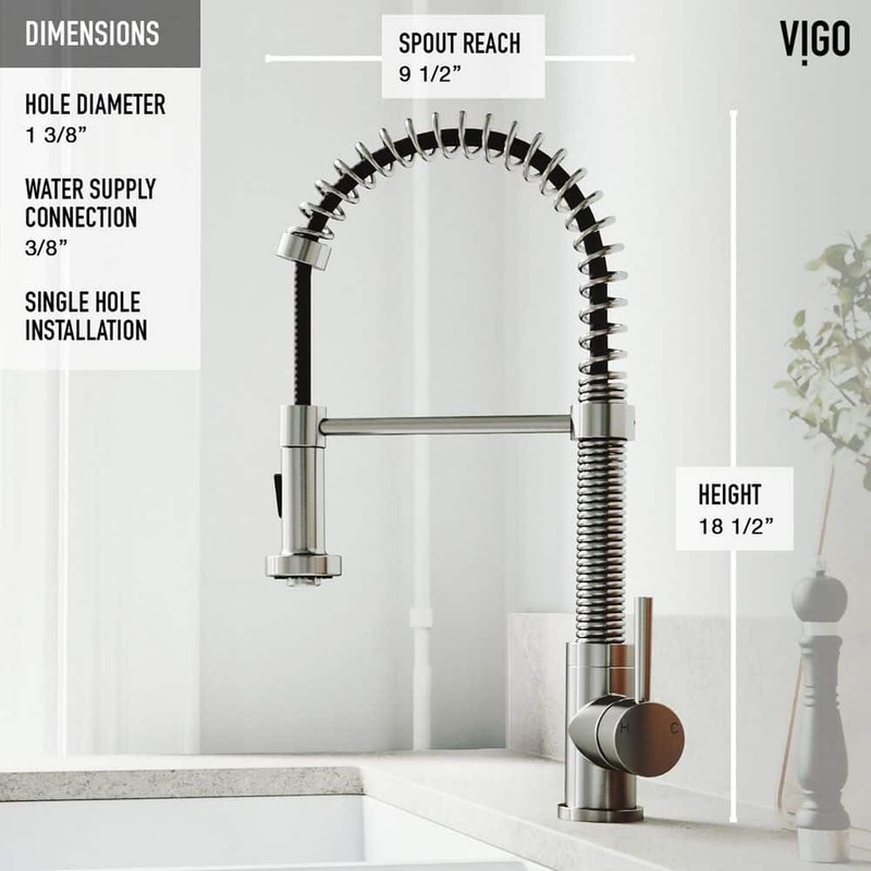 VIGO Edison Pull-Down Sprayer Kitchen Faucet Set Stainless Steel - Image 3