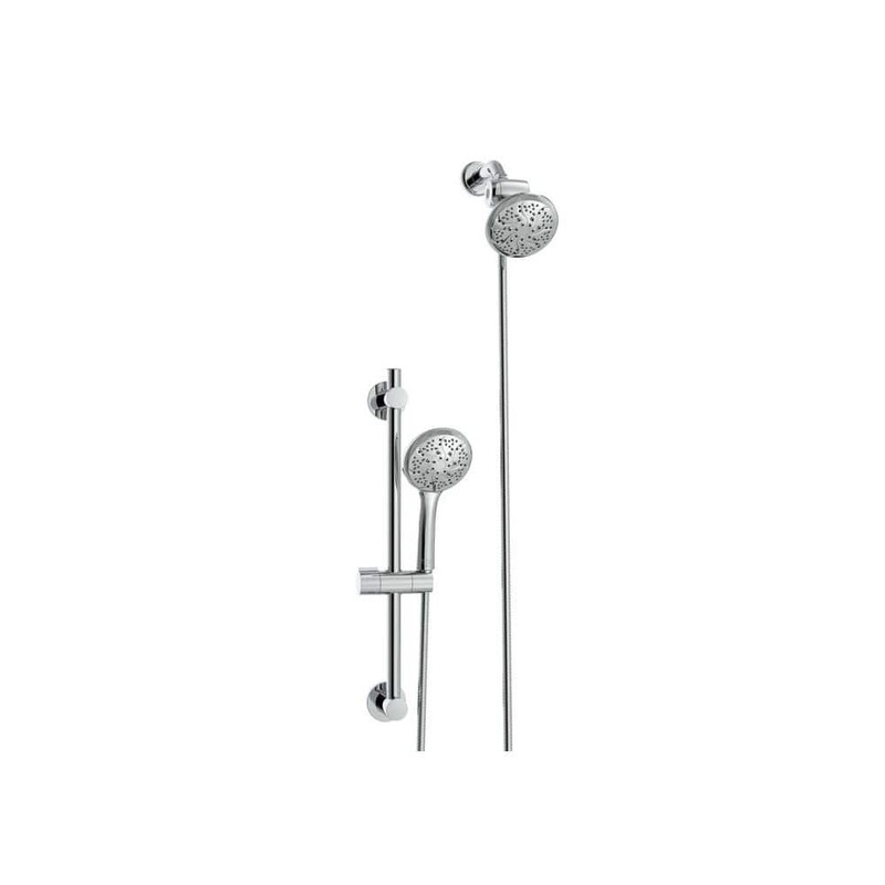 Glacier Bay Wall Bar 6-Spray 1.8 GPM Dual Shower Heads Wall Mount Chrome