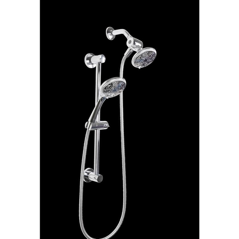 Glacier Bay Wall Bar 6-Spray 1.8 GPM Dual Shower Heads Wall Mount Chrome - Image 3