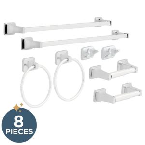 Franklin Brass Futura 8-Piece Bath Hardware Set, 24" Towel Bars, Chrome
