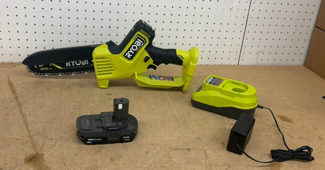 RYOBI ONE+ HP 18V Brushless 8 in. Cordless Mini Chainsaw with 2.0 Ah Battery