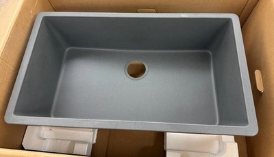 Elkay Quartz Classic 33 in. Undermount Single Bowl Graphite Granite/Quartz Compo - Image 2