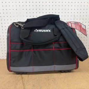 Husky 16 in Large Mouth Tool Bag with Tool Wall, Strap & Carry Handle 37 Pockets