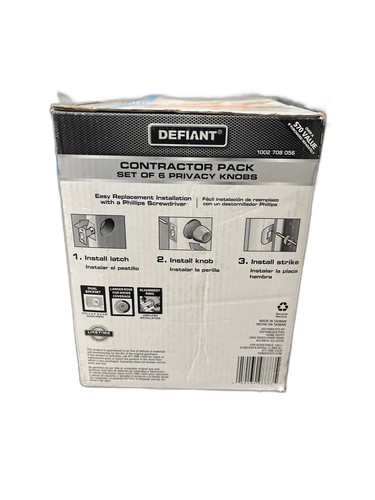 Defiant Hartford Satin Nickel Bed/Bath Door Knob Contractor Pack (6-Pack) - Image 8