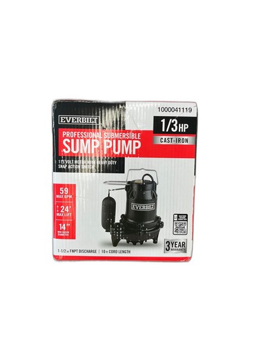 Everbilt 1/3 HP Cast Iron Submersible Sump Pump - Image 6