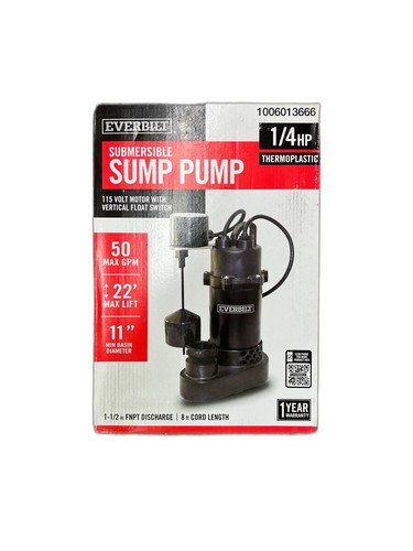 Everbilt 1/4 HP Aluminum Submersible Sump Pump Vertical Switch - Image 14