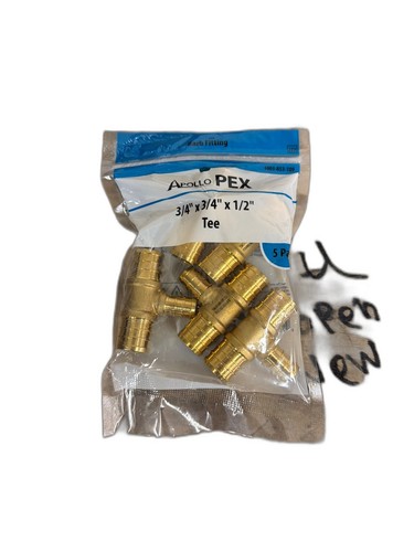 Apollo 3/4 in. x 3/4 in. x 1/2 in. Brass PEX-B Barb Reducing Tee (5-Pack) - Image 6