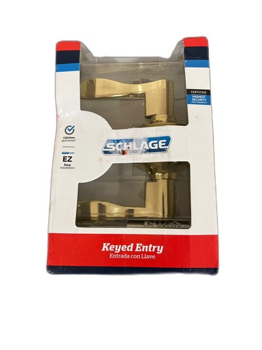 Schlage Accent Bright Brass Keyed Entry Door Handle - Image 2
