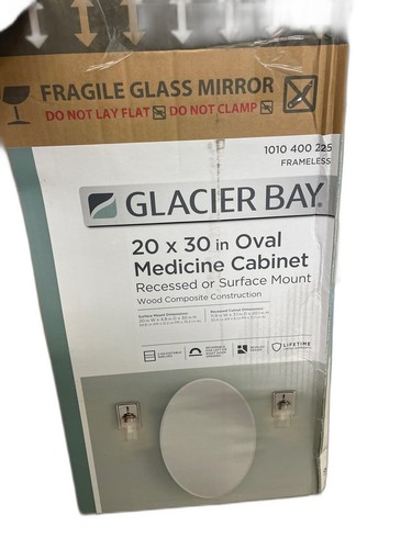 Glacier Bay 20x30 Frameless Bathroom Cabinet Beveled Mirror White - Image 11