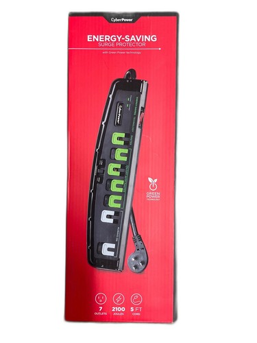 CyberPower 5 ft. 7-Outlet Energy Saving Surge Protector with cord, Black - Image 8