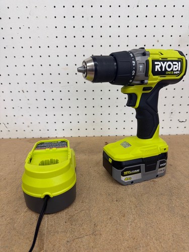 RYOBI ONE+ HP 18V Brushless Cordless 1/2 in. Hammer Drill Kit 4.0 Ah Battery