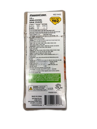 Powercare 18 in. Y62 Semi Chisel Chainsaw Chain - Image 4