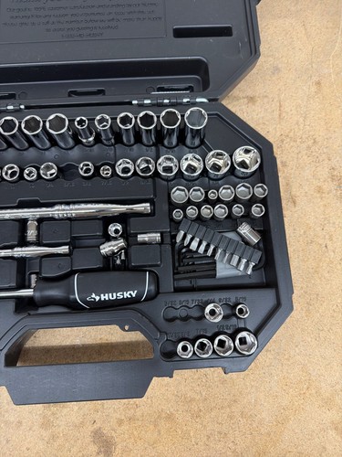 Husky 94-Piece SAE/Metric Mechanics Tool Set 1/4" & 3/8" Drive with Case READ - Image 2