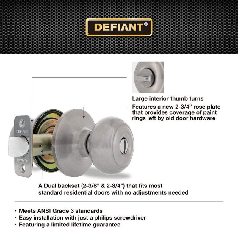 Defiant Hartford Satin Nickel Bed/Bath Door Knob Contractor Pack (6-Pack) - Image 4