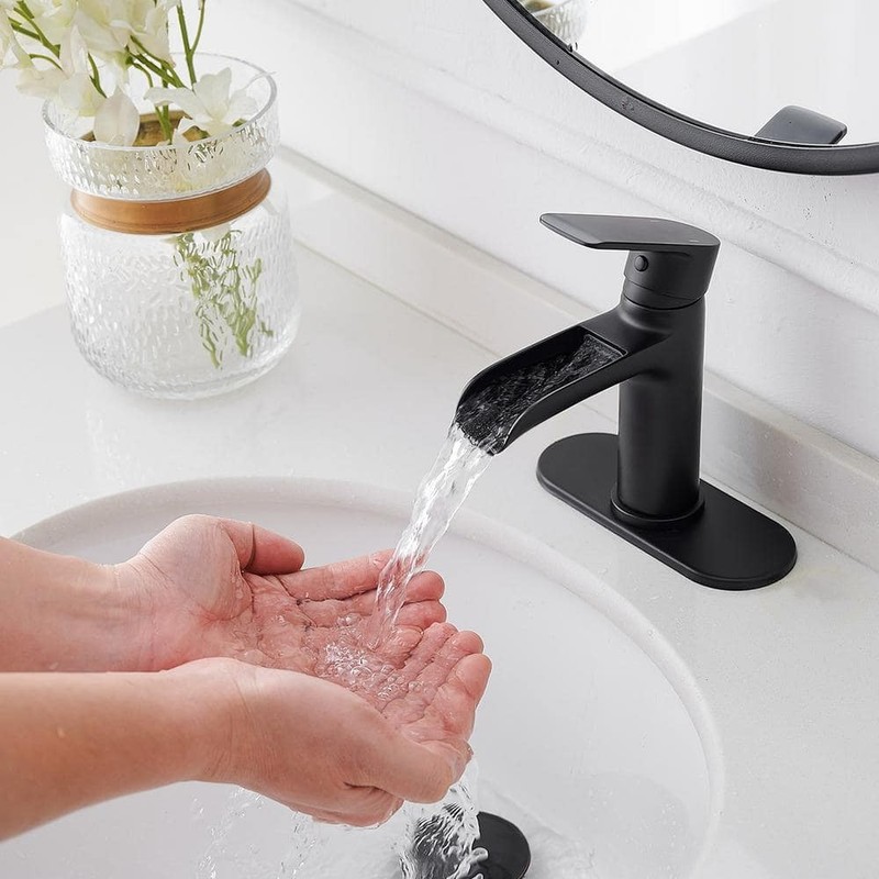 BWE Waterfall Single Handle Single Hole Modern Bathroom Faucet Bathroom - Image 3