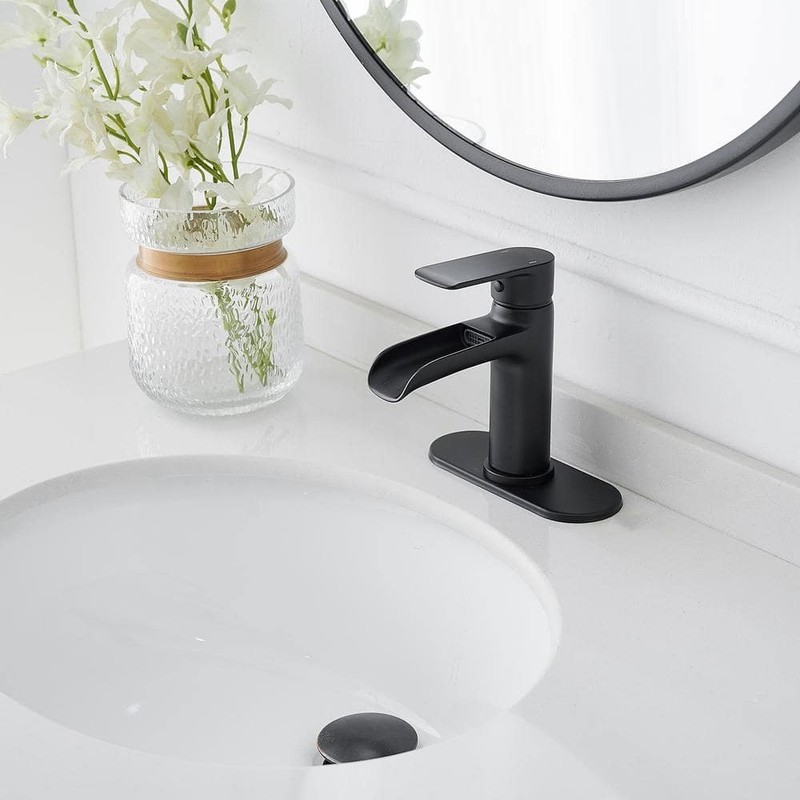 BWE Waterfall Single Handle Single Hole Modern Bathroom Faucet Bathroom - Image 10