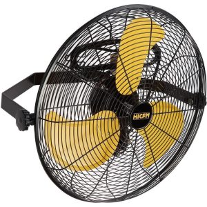 Edendirect 20" 3-Speed Oscillating High Velocity Wall Mount Fan Yellow GFCI Plug