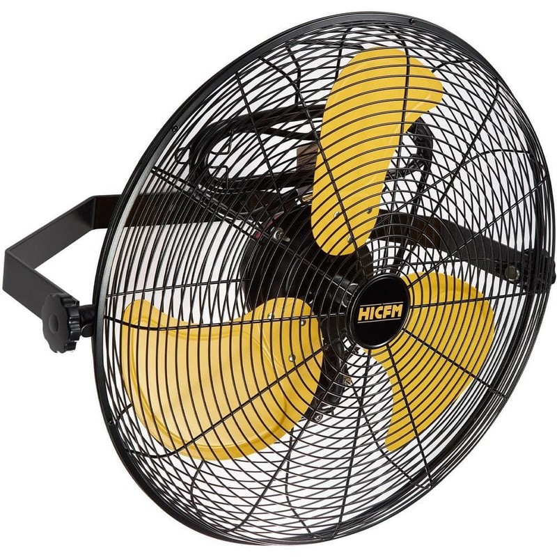 Edendirect 20" 3-Speed Oscillating High Velocity Wall Mount Fan Yellow GFCI Plug