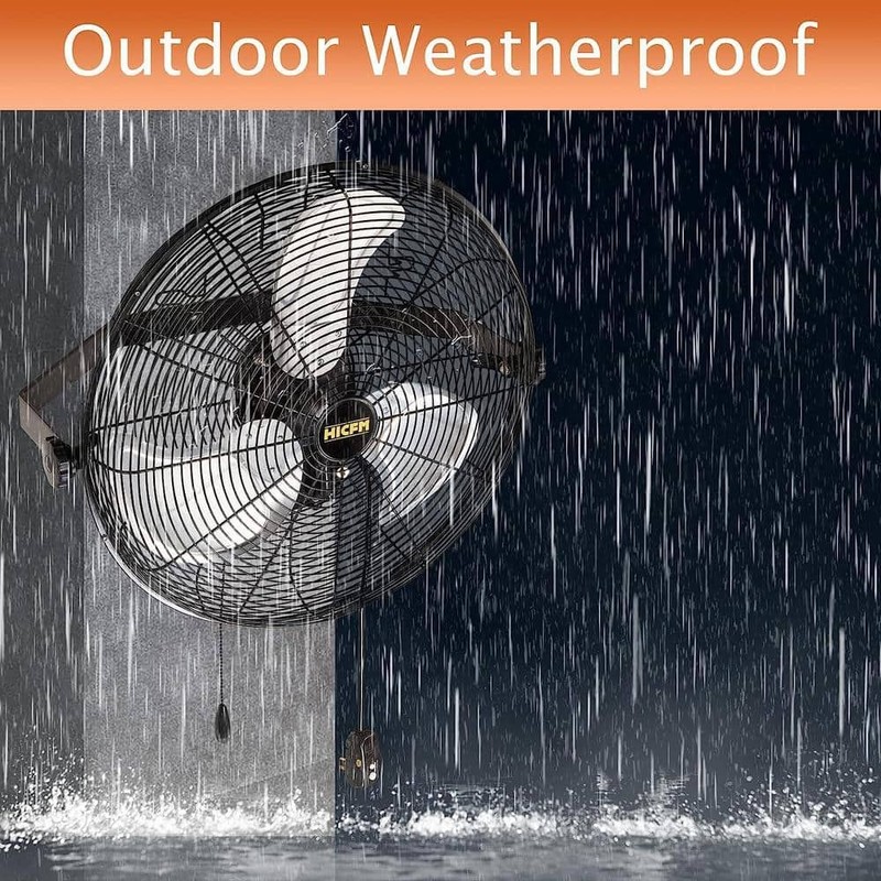 Edendirect 20" 3-Speed Oscillating High Velocity Wall Mount Fan Yellow GFCI Plug - Image 3
