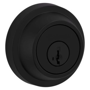 Kwikset Round Matte Black Single Cylinder Deadbolt Featuring SmartKey Security