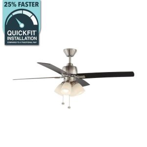 Hampton Bay Malone 54 in. LED Brushed Nickel Ceiling Fan with Light Kit