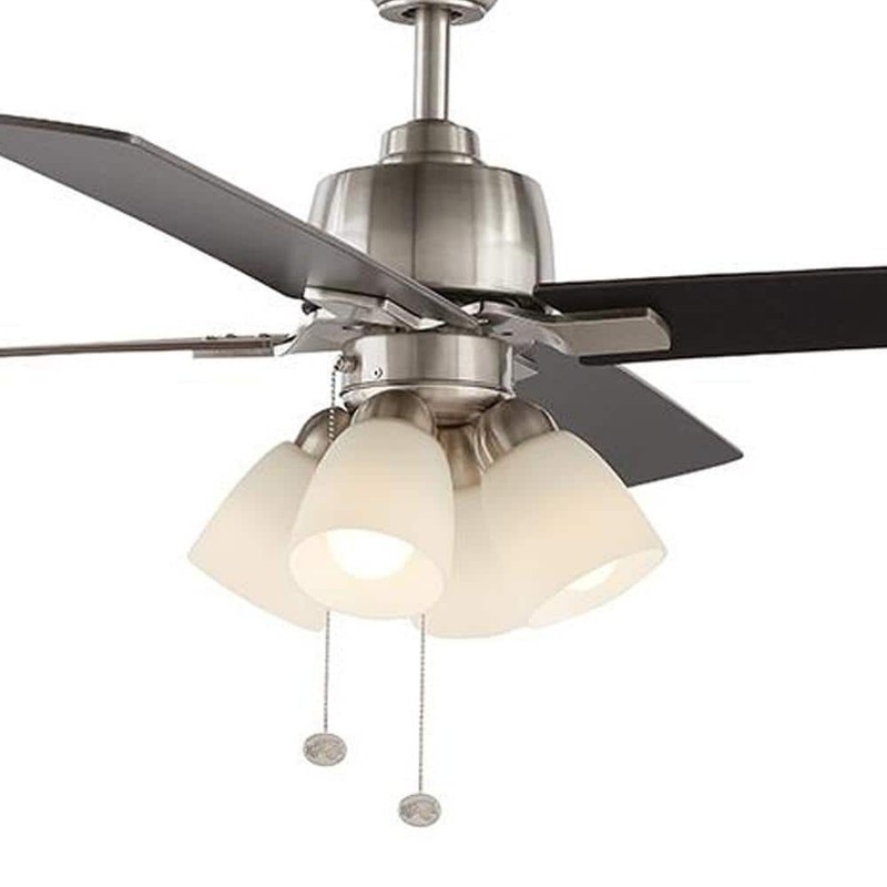 Hampton Bay Malone 54 in. LED Brushed Nickel Ceiling Fan with Light Kit - Image 7