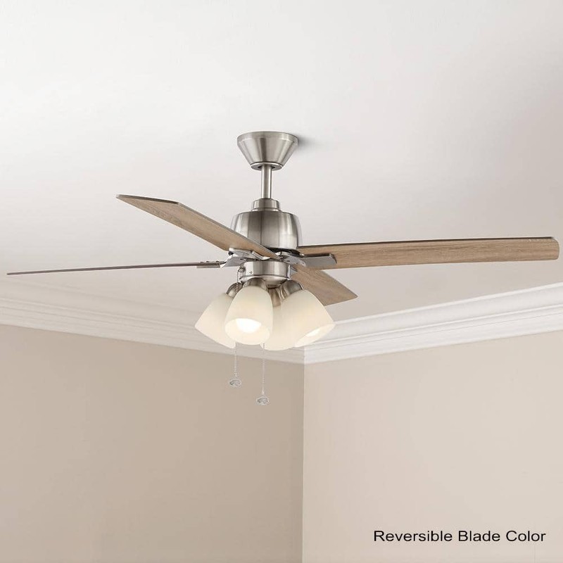 Hampton Bay Malone 54 in. LED Brushed Nickel Ceiling Fan with Light Kit - Image 8