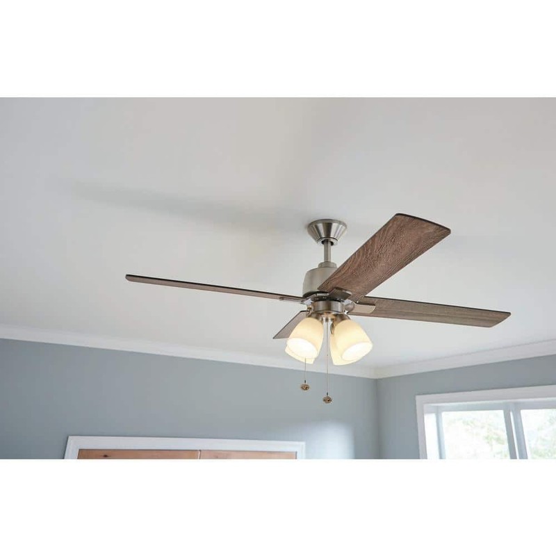 Hampton Bay Malone 54 in. LED Brushed Nickel Ceiling Fan with Light Kit - Image 11