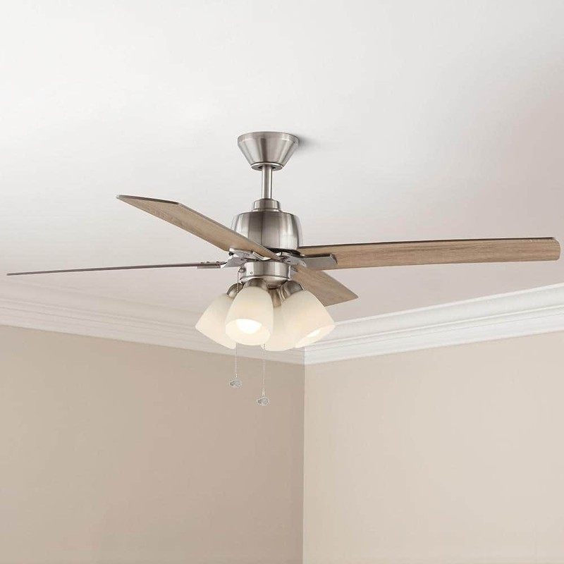 Hampton Bay Malone 54 in. LED Brushed Nickel Ceiling Fan with Light Kit - Image 14