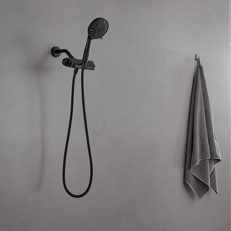 BWE Dual-Function Showerhead 10-Spray Wall Mount Handheld 1.8 GPM Matte Black - Image 8