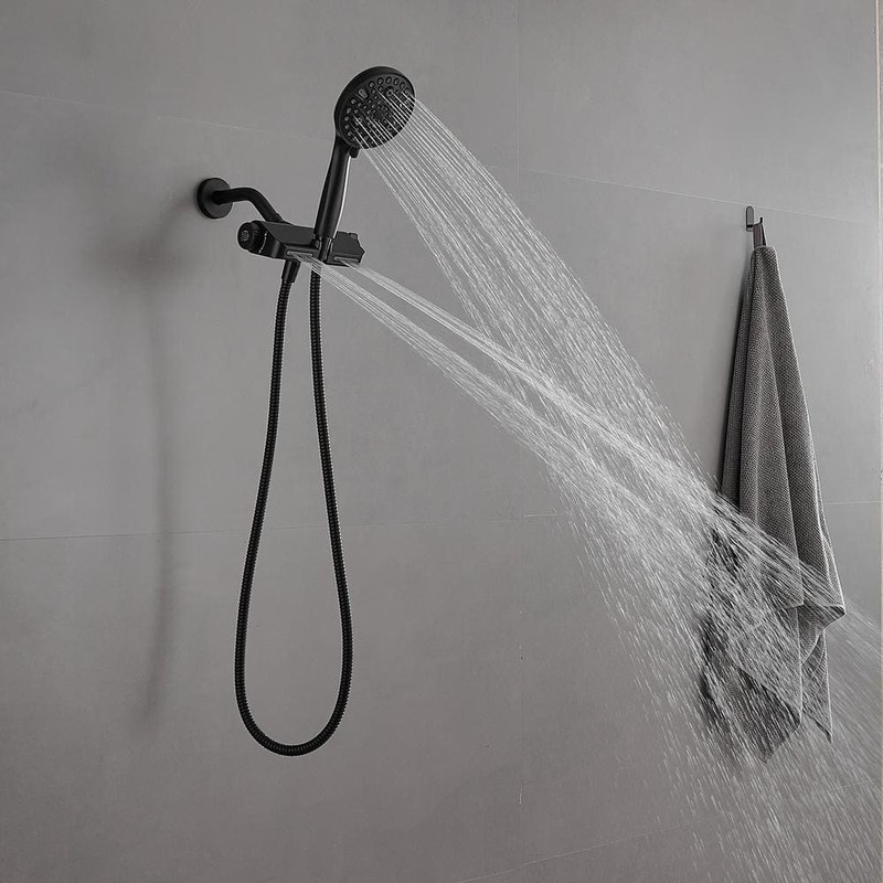 BWE Dual-Function Showerhead 10-Spray Wall Mount Handheld 1.8 GPM Matte Black - Image 9