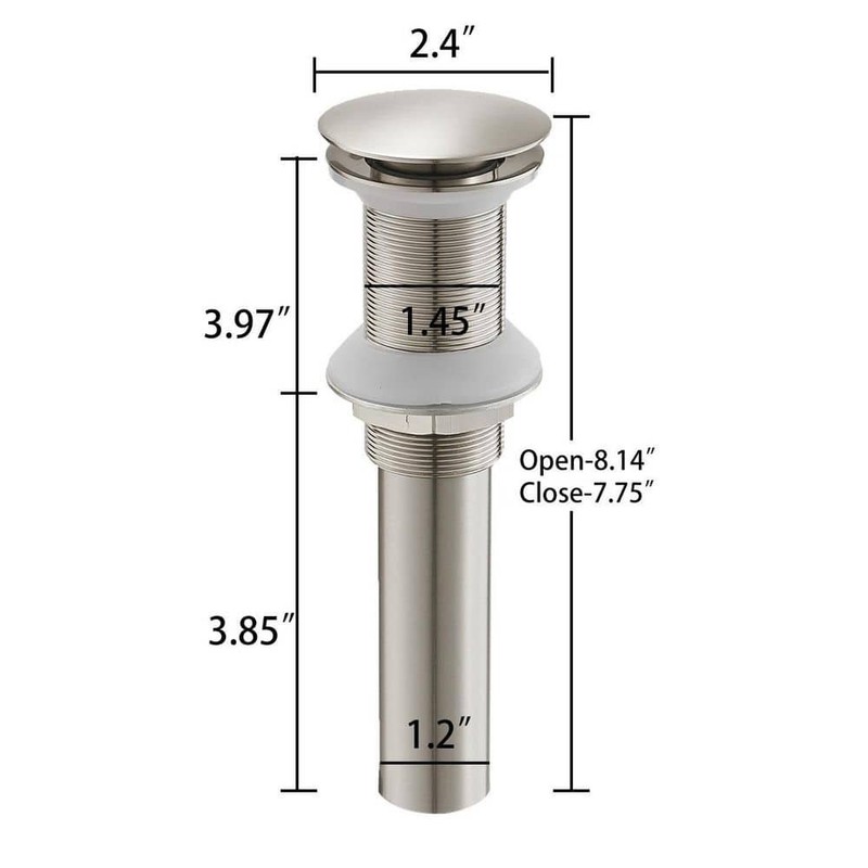 BWE Bathroom Sink Pop-Up Drain Without Overflow in Brushed Nickel - Image 11