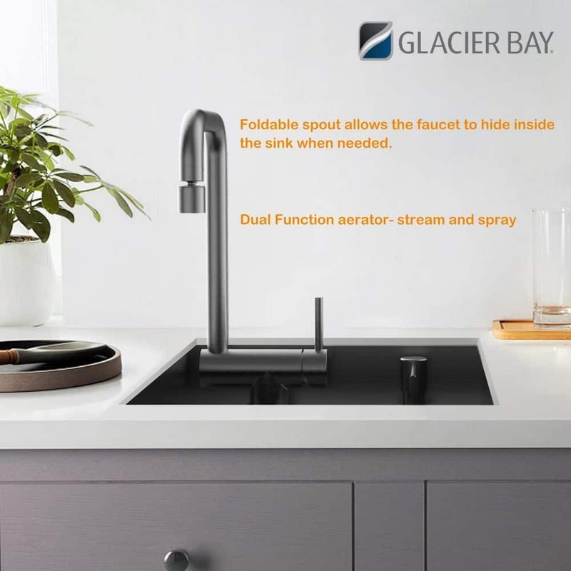 Glacier Bay 17 in. Undermount 18G Stainless Steel Single Bowl Bar Sink & Faucet - Image 6