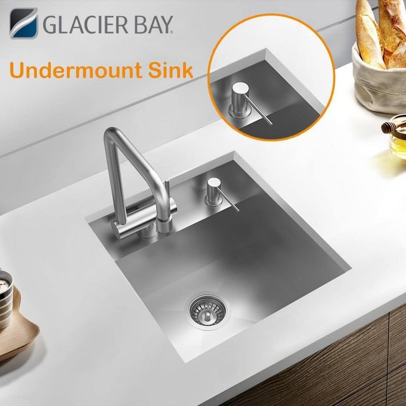 Glacier Bay 17 in. Undermount 18G Stainless Steel Single Bowl Bar Sink & Faucet - Image 12