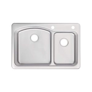 Glacier Bay Bratten 33" Drop-In 60/40 Double Bowl 18-Gauge Stainless Steel Sink