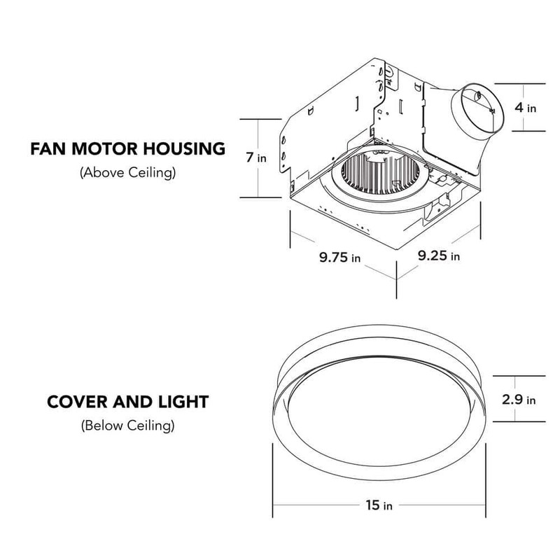 Commercial Electric 80/110 CFM Round Bathroom Exhaust Fan LED Night Light Sensor - Image 8